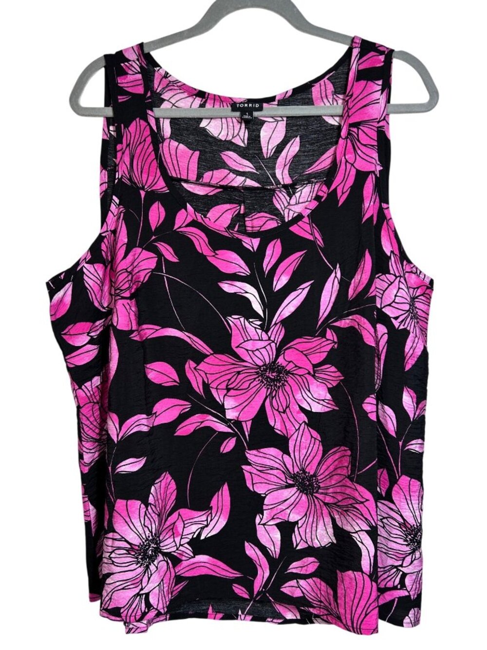 Torrid Sleeveless Floral Tank Top Black & Pink Womens Size 1